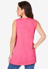 Sleeveless Lace-Trim Slub Tank, , on-hover image number null