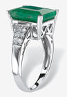 Sterling Silver Genuine Emerald And Round White Topaz Ring, , on-hover image number null