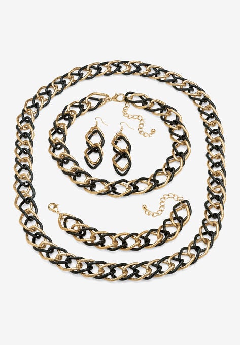 3-Piece Black Ruthenium-Plated Link Set, BLACK, hi-res image number null