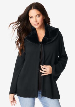 Faux Fur Collar Cardigan Sweater.