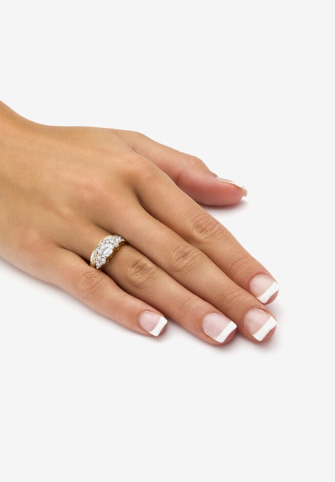 2 Piece 2.01 Tcw Round Cubic Zirconia Bridal Ring Set In 18K Gold-Plated, , alternate image number 2
