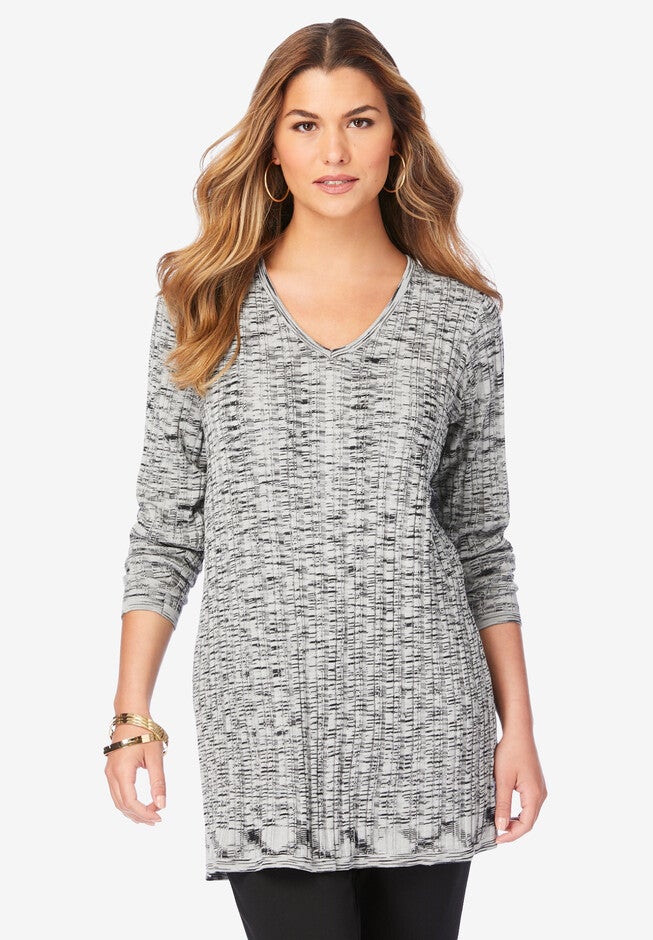 Pullover Marled Sweater, HEATHER GREY, hi-res image number null