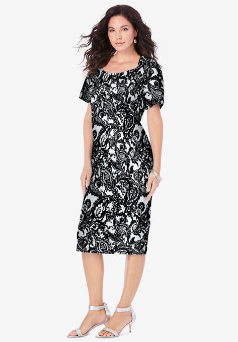 Sheath Dress, WHITE BOLD PAISLEY, hi-res image number null