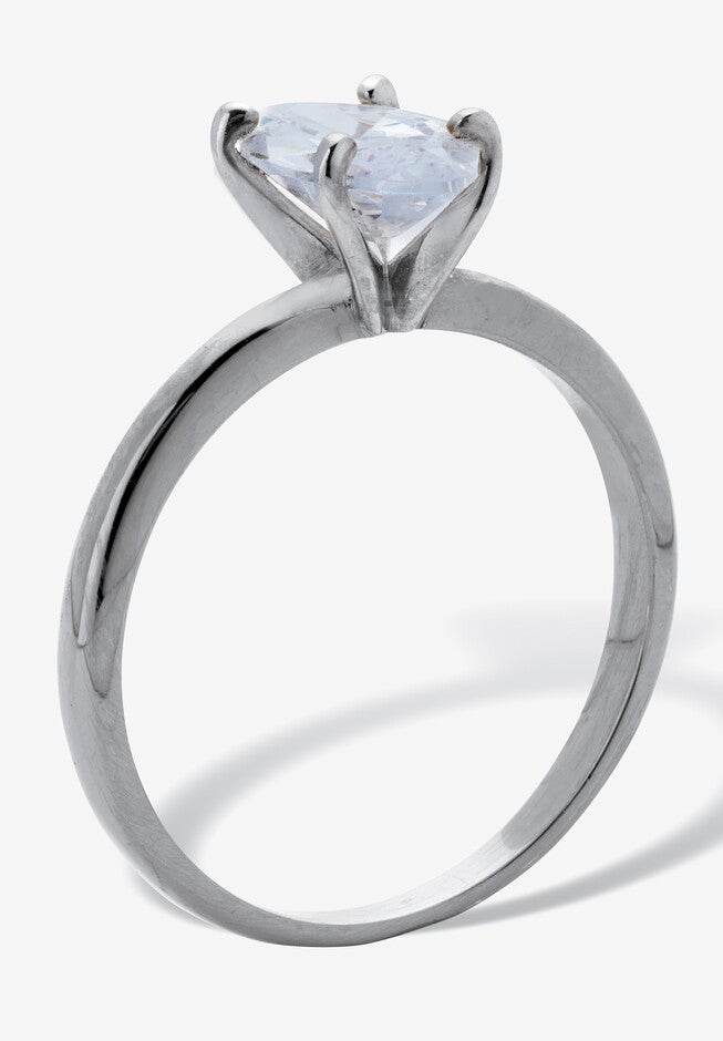2.0 Tcw Marquise Cubic Zirconia Silvertone Solitaire Engagement Ring, , on-hover image number 1