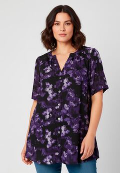 Plus Size Angelina Tunic Top – Short Sleeve, Flowy Fit, Everyday Comfort