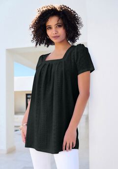 Square Neck Eyelet Tunic