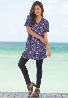 Plus Size Ultimate Cotton V-Neck Short Sleeve Tunic