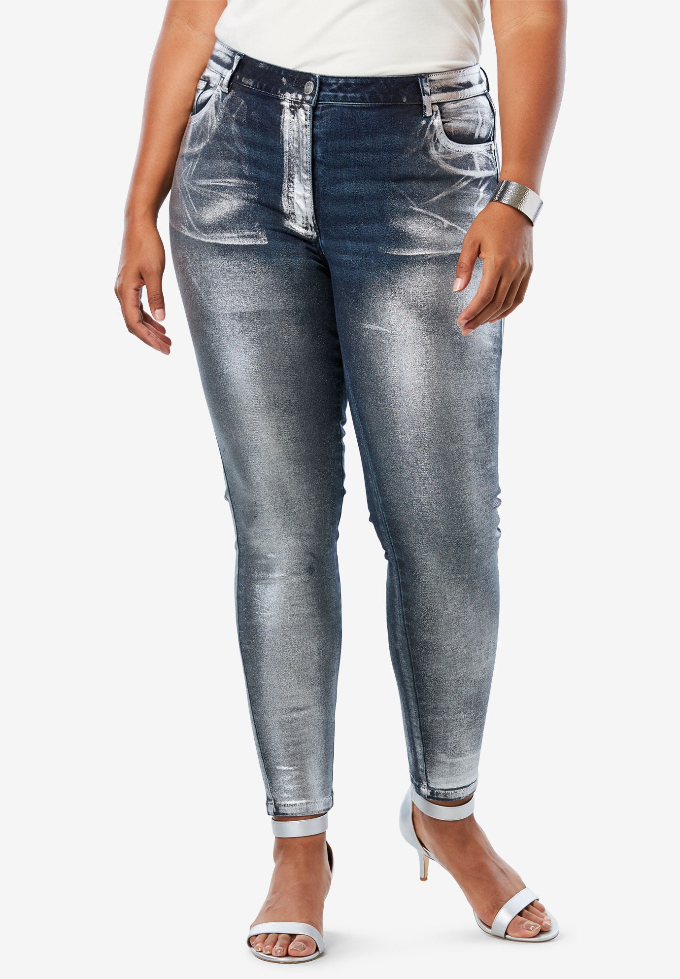 metallic skinny jeans