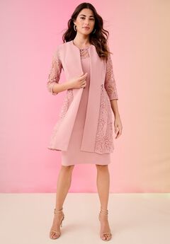 Plus Size Paisley Lace Jacket Dress
