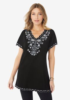 Floral Embroidered Tee