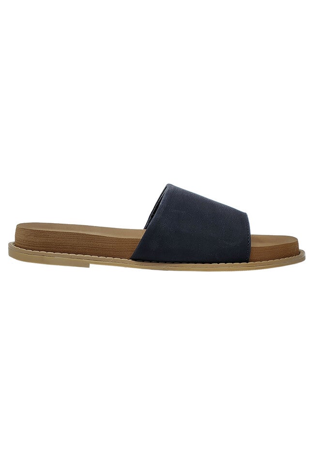 Womens Faux Leather Open Toe Slide Footbed Sandal, , alternate image number 2