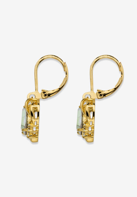 Yellow Gold-Plated Drop Earrings, Aurora Borealis And White Crystal Jewelry, , on-hover image number null