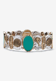 Sandy Toes Stretch Bracelet In Silvertone