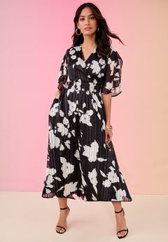 Extended Plus Size Striped Lurex Maxi Dress