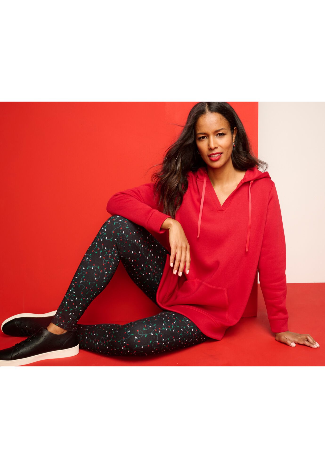 Comfort+ Fleece V Neck Hooded Sweatshirt, , alternate image number 3