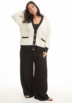 Contrast V-Neck Cardigan