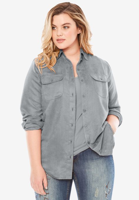 Faux Suede Big Shirt, , alternate image number null