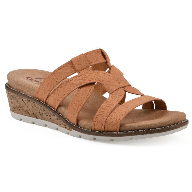 Tinisha Wedge Sandal, PEACH EMBOSSED, hi-res image number 0