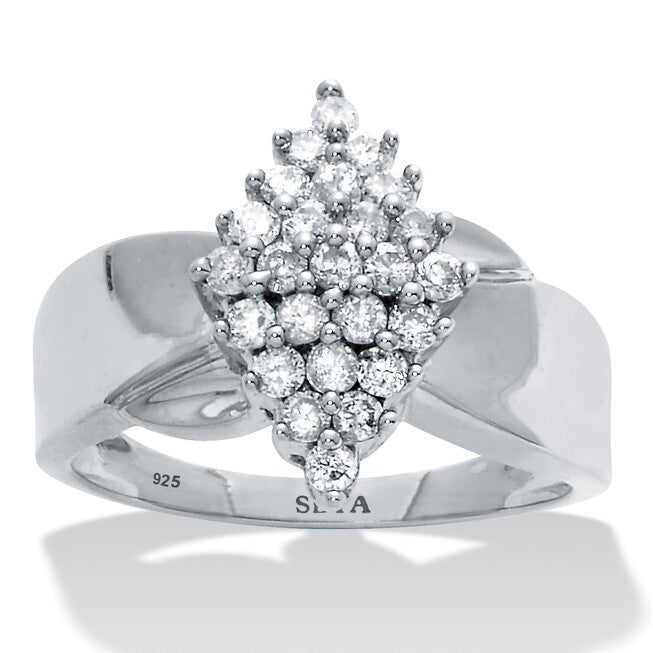 .50 TCW Diamond Sterling Silver Cluster Ring, WHITE, hi-res image number 0