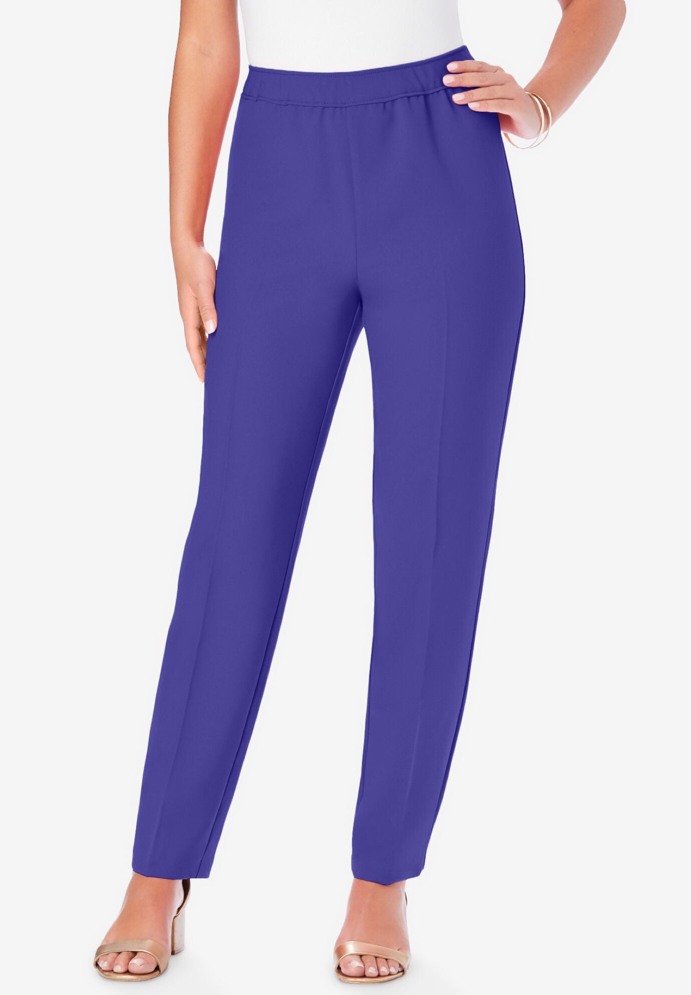 Plus Size Classic Bend Over&reg; Structured Straight Leg Pull-On Pant, GRAPE, on-hover image number 1