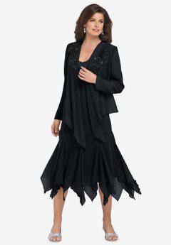 Extended Plus Size Sequin Jacket Dress Set