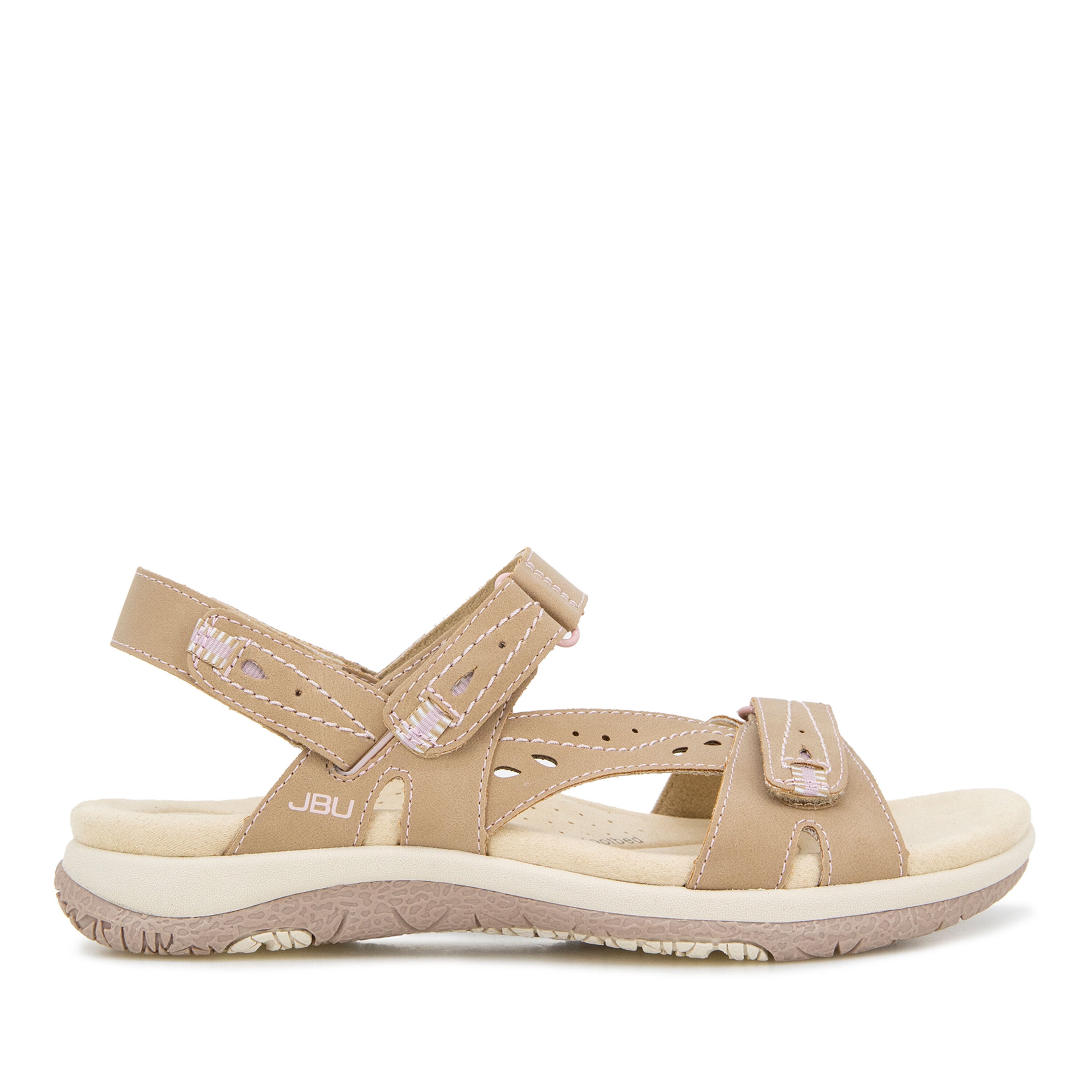 Stephie Vegan Hook and Loop Flat Sandal, SAND PETAL, alternate image number 2