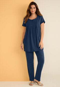 Plus Size Two Pocket Soft Knit Swing Tunic