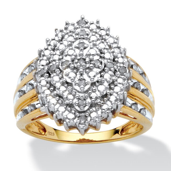 3/8 TCW Diamond Marquise-Shaped Ring 18k Yellow Gold-plated Sterling Silver, WHITE, hi-res image number 0