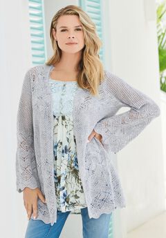 Bell Sleeve Pointelle Cardigan