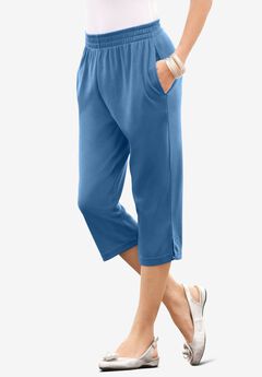 Plus Size Soft Knit Pull-On Capri Pant