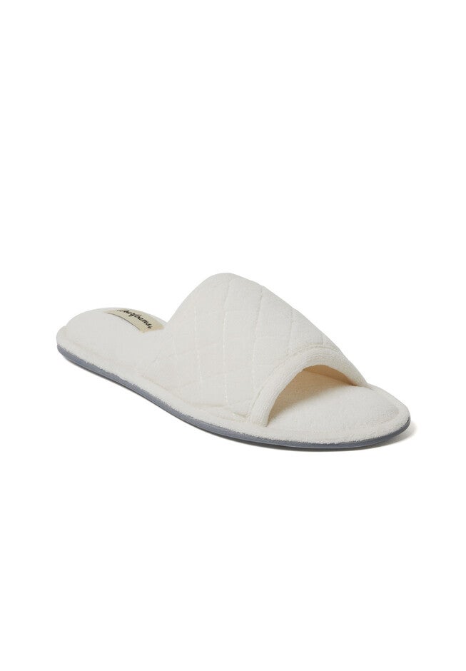 Beatrice Quilted Terry Slide Slipper, MUSLIN, hi-res image number 0