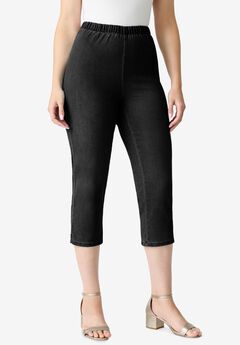 Elastic Waist Capri Jeans