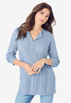 Pointelle Henley Sweater