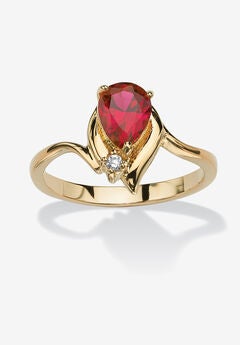 Yellow Gold Plated Simulated Birthstone And Round Crystal Ring Jewelry