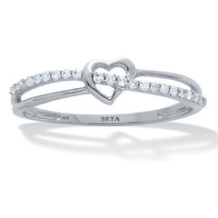 .11 TCW Diamond Sterling Silver Crossover Heart Ring