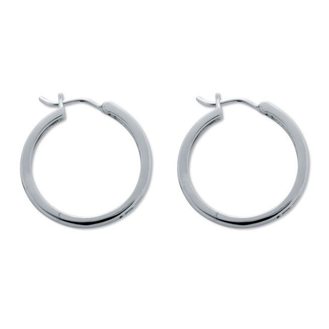 .11 TCW Diamond Sterling Silver Hoop Earrings (8/10 inch), WHITE, on-hover image number null