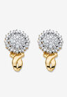 Gold-Plated Cluster Button Earrings with Genuine Diamond Accent, GOLD, hi-res image number null