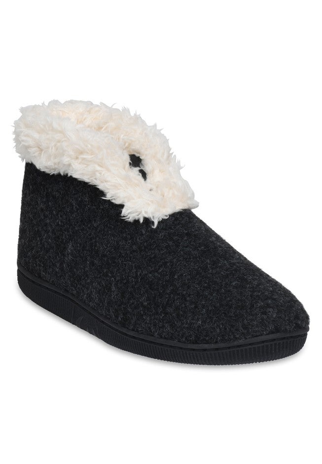 Faux Wool Memory Foam Slipper Boot, BLACK, hi-res image number 0