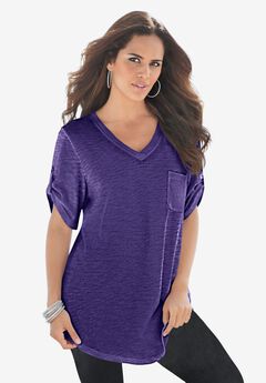 V Neck Boyfriend Textured Tunic