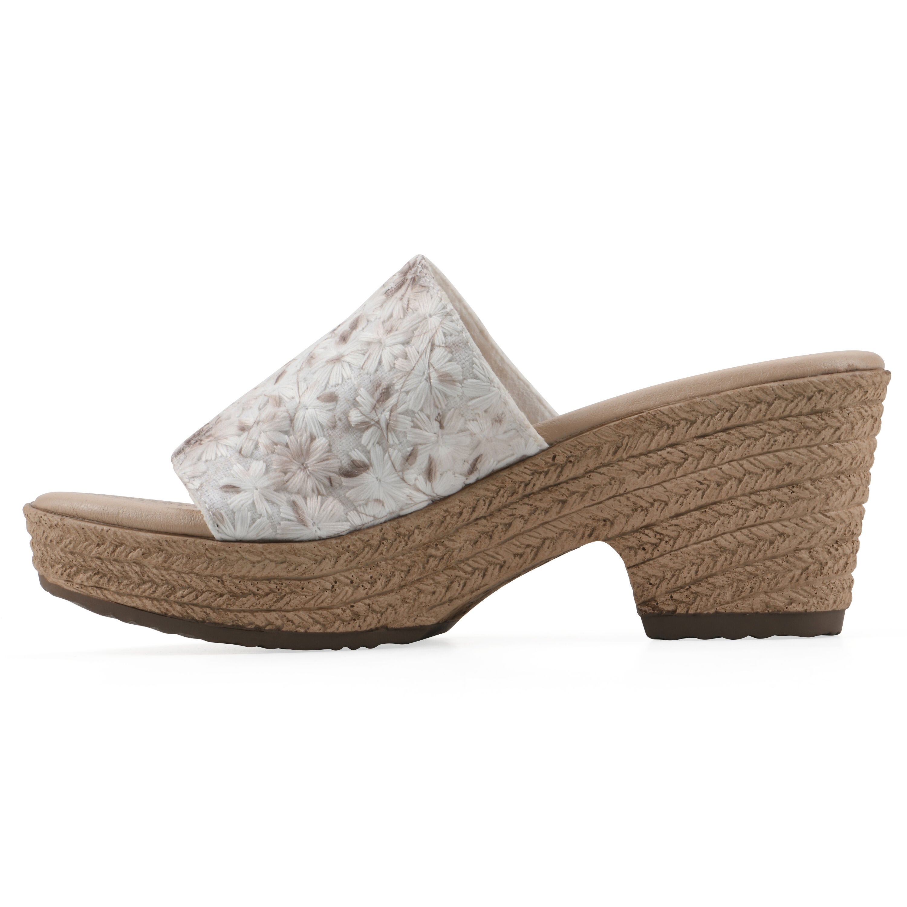 Biancia Wedge Sandal, WHITE FLORAL FABRIC, alternate image number 3