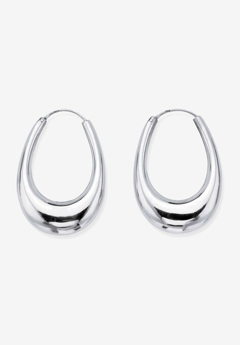 Sterling Silver Puffed Hoop Earrings, , on-hover image number null