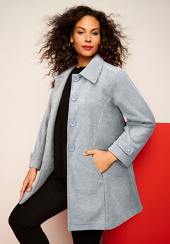 Plus Size Button Up Fleece Jacket