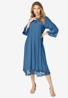 Ultrasmooth® Fabric Lace Inset Boatneck Dress