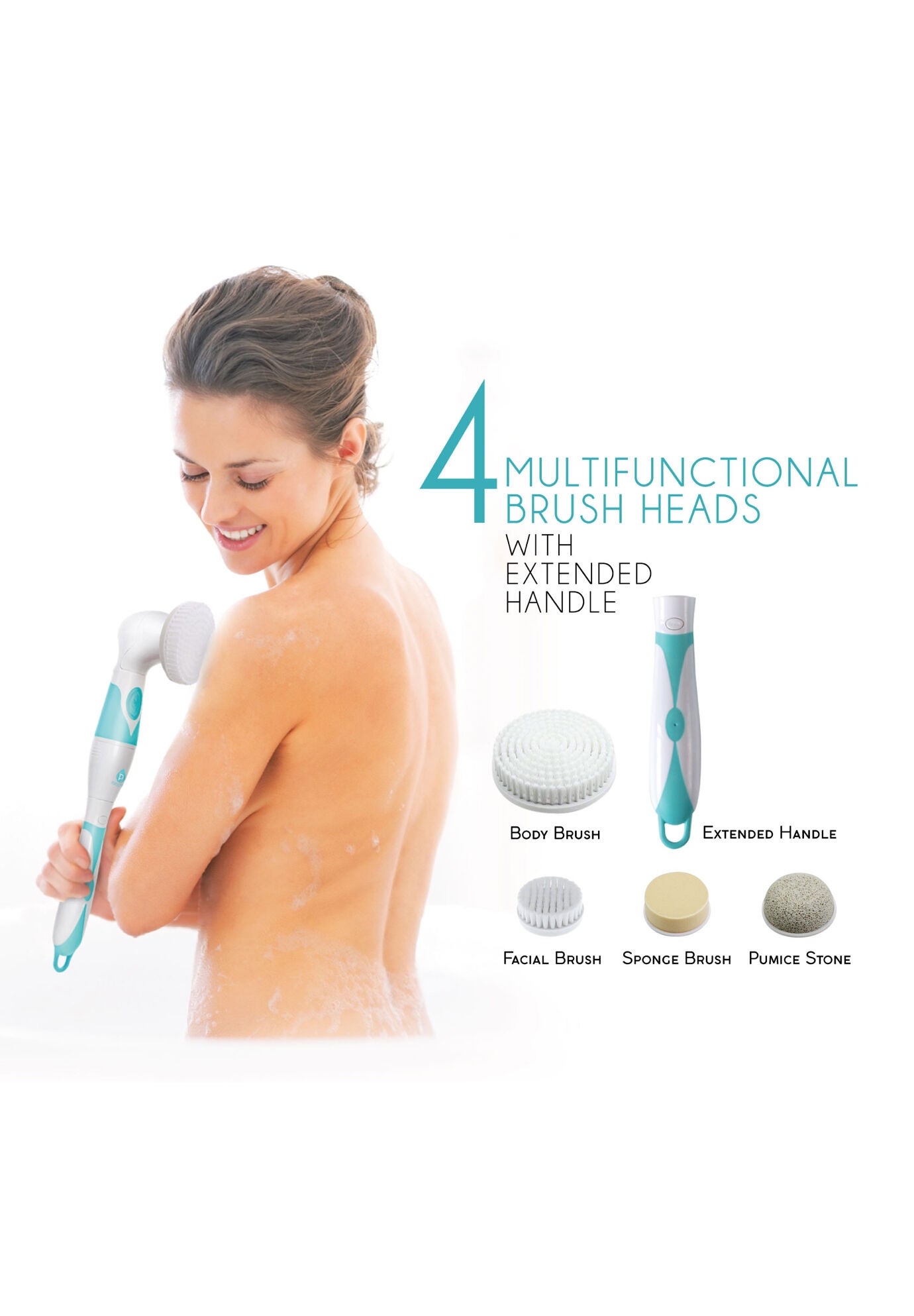Waterproof Facial & Body Cleansing Brush With Extended Handle, , alternate image number 4