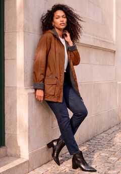 Plus Size Hooded Nylon Jacket