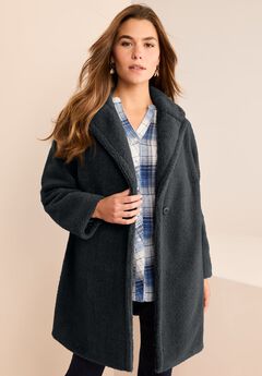 Plus Size Mid Length Teddy Faux Fur Coat