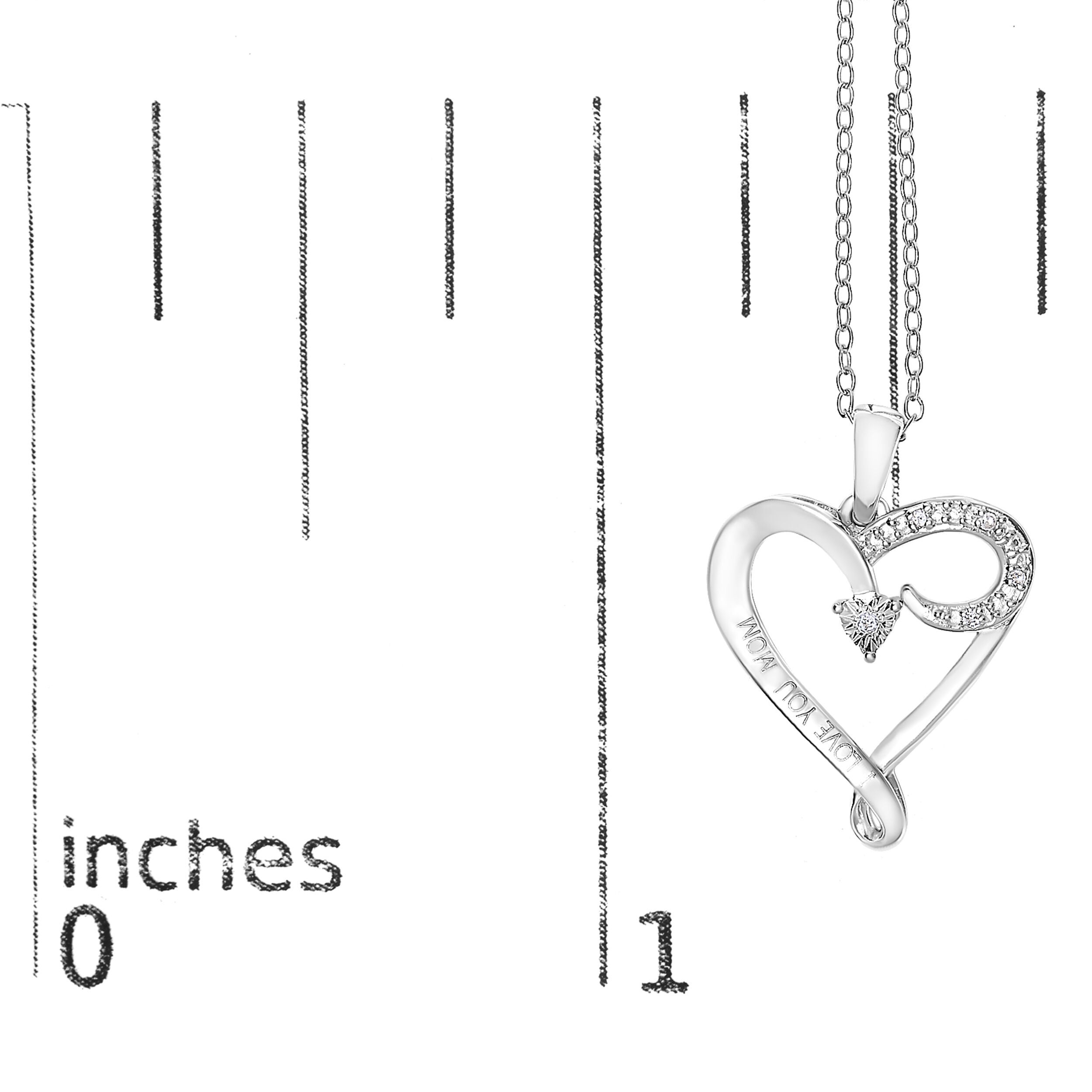 Silver Diamond Accent "I LOVE YOU MOM" Heart Pendant Necklace, WHITE, alternate image number 4