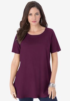 Plus Size Ultimate Cotton Crewneck Short Sleeve Swing Tee