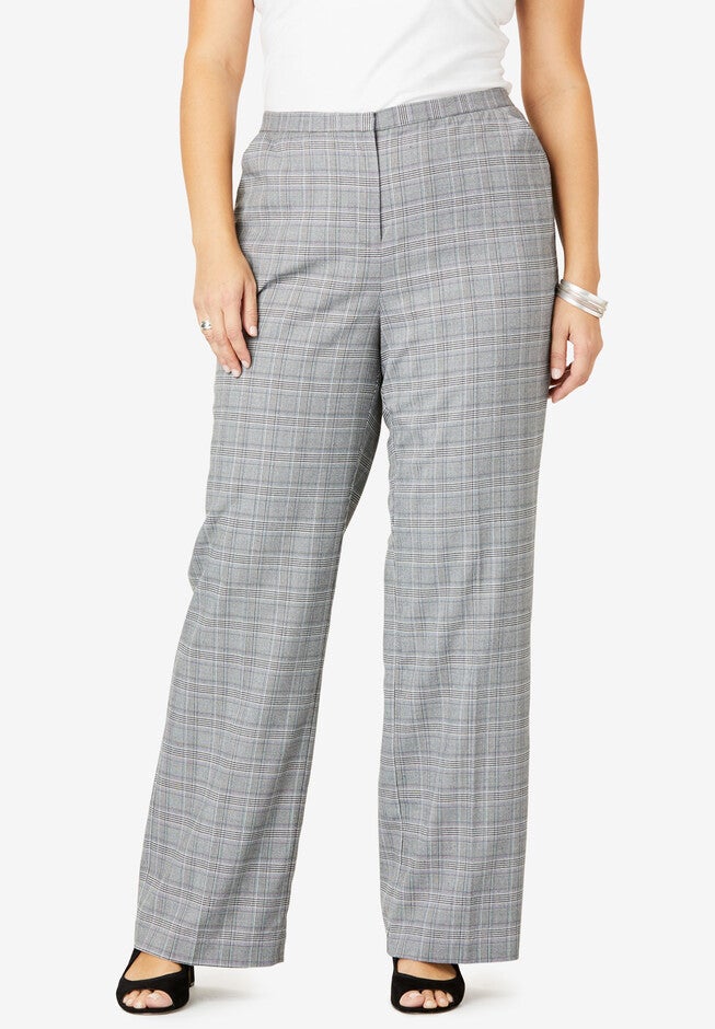 Suiting Wide-Leg Trouser, GRAY PLAID, hi-res image number null