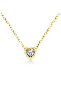 Yellow Gold Over Silver 1/10 Cttw Diamond Pendant Necklace - Choice Of Shape